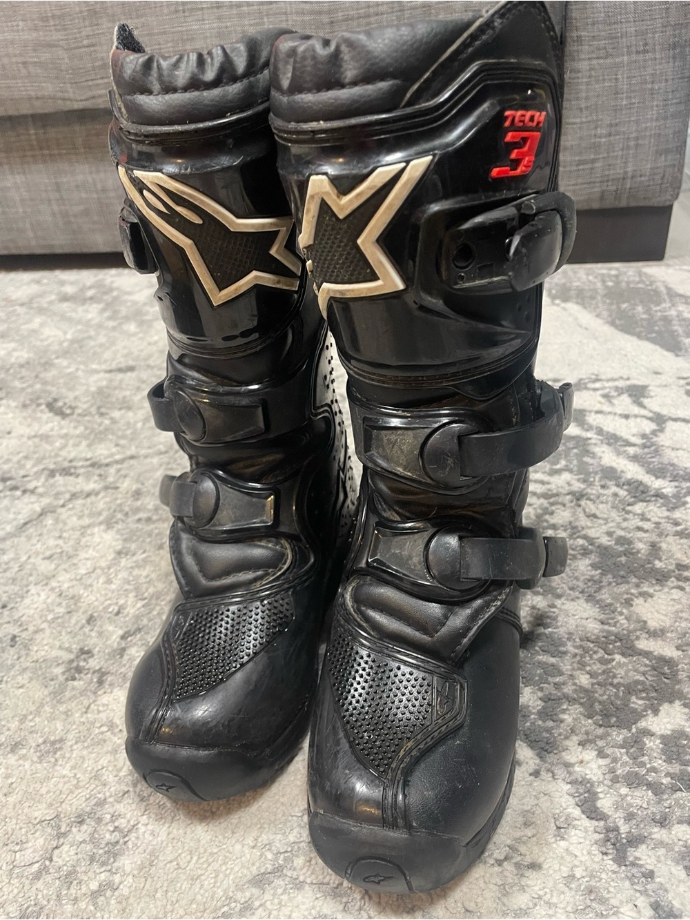 Alpinestars Black Kids Motocross Boots with Silver Accents